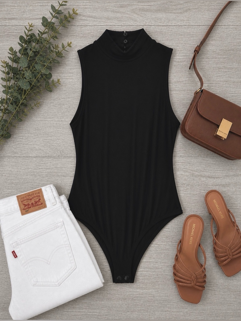 Black Sleeveless Bodysuit | Open Back Detail | Size: Large | Brand NEW